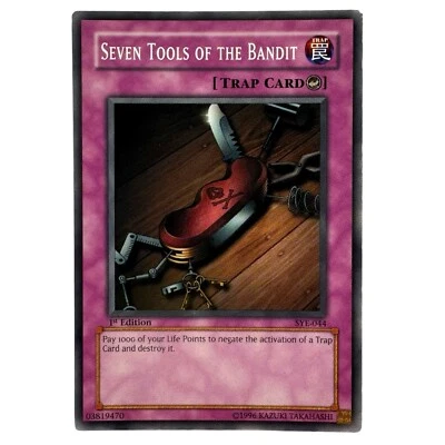 Yugioh CCG Coleccionable 1996 Konami Trap Card Siete Herramientas del Bandido Foto 1 de 4