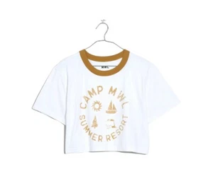 Madewell MWL Camp Resort Crop Ringer T-Shirt White NF331 Women’s Size XL - Picture 1 of 5