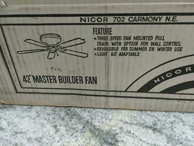 Nicor IND  Master building  5 WOOD BLADES Ceiling Fan 42"  87014 AB, 3REV(LUBBY - Image 1 of 4