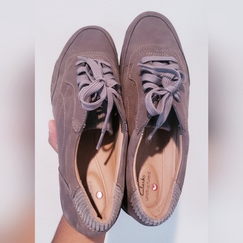 103Clarks scarpe da donna cravatta Appley Oxford taupe nabuck taglia 10 W