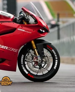 Reifenbeschriftung für Ducati Corse Reifen Aufkleber Sticker Motorrad Set 0,75" schneller Versand - Bild 1 von 4