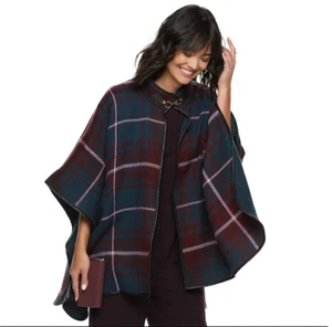 Damen Apt. 9 karierte Cape Farbe: blau kariert Einheitsgröße UVP 68 $ (P) - Bild 1 von 2