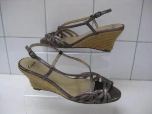 CLARKS silver sandals leather strappy 6 prom wedding mules o'bella slingback - Picture 1 of 10