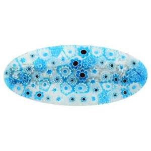 GlassOfVenice Murano Glass Millefiori Oval Hair Clip - Aqua Blue