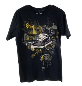 Anchor Blue Mens M Black Sneaker Head 80’s Themed Graphic Tshirt - Picture 1 of 9