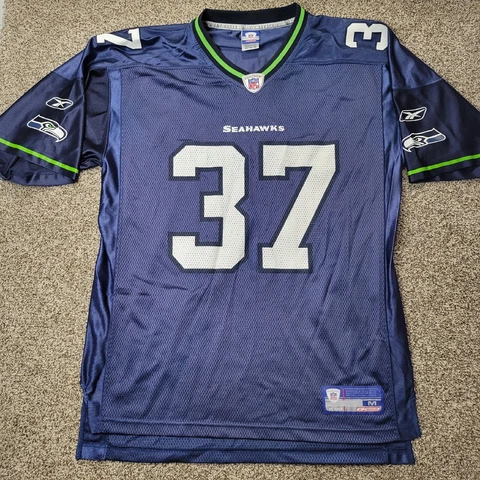 VTG Reebok On Field Shaun Alexander Seattle Seahawks #37 Jersey Blue Size M Cover
