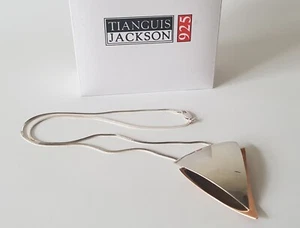 Tianguis Jackson Modernista Plata de Ley y Cobre Colgante y Collar 925 En Caja - Imagen 1 de 7