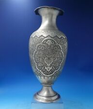 Middle Eastern Persian .84 Silver Vase Hand Chased Engraved Flowers Birds #6296