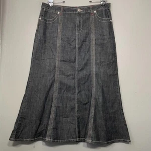 Maxi gonna svasata jeans blu denim scuro Baccini taglia 14 Y2K streetwear western - Foto 1 di 10