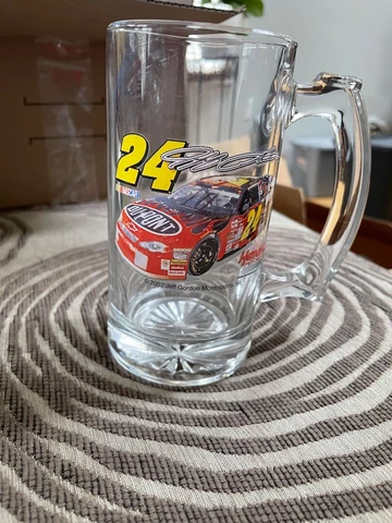 NASCAR- Jeff Gordon #24 Glass Stein Mug- Racecar Cover