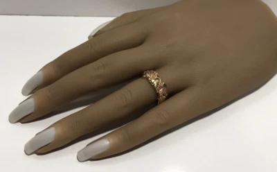 Solid 10K Black Hills Gold Band Many Leaves And Grapes Ring Size 7.25 - Image 1 of 4