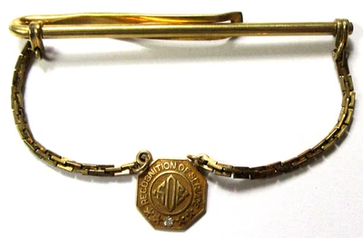BARRA DE CORBATA VINTAGE STANDARD OIL CO. oro 14K con 1 DIAMANTE premio empleado Foto 1 de 4
