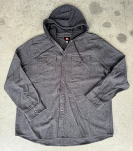 Mens Sz XXL QUIKSILVER Charcoal Gray Hooded Button Down Long Sleeve Chacket - Picture 1 of 6