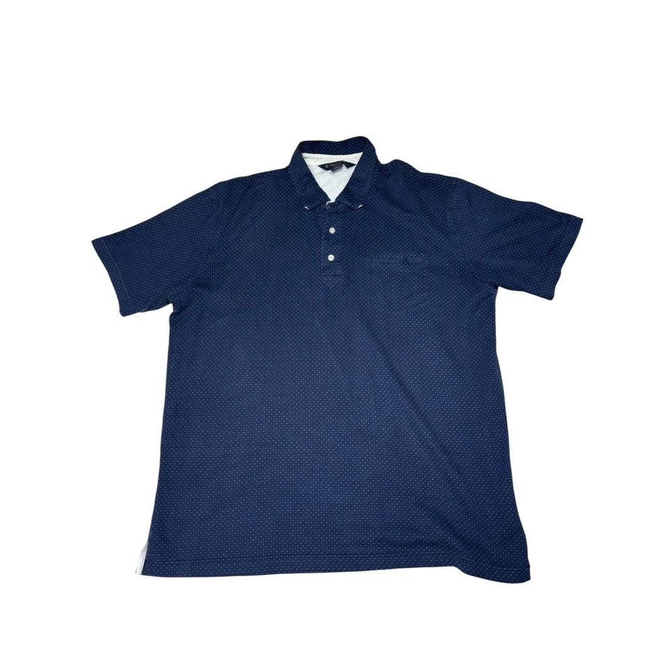 Brooks Brothers XXL 修身蓝色波点棉质 Polo 衫 — 第 1/4 张图片