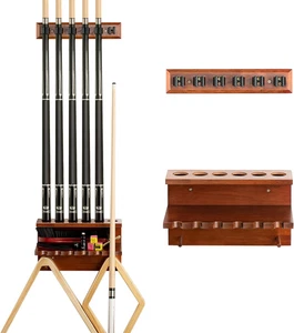 Wall Mount Pool Stick Holder - Billiards Pool Cue Rack Hardwood Pool Cue Set Hol - Picture 1 of 6