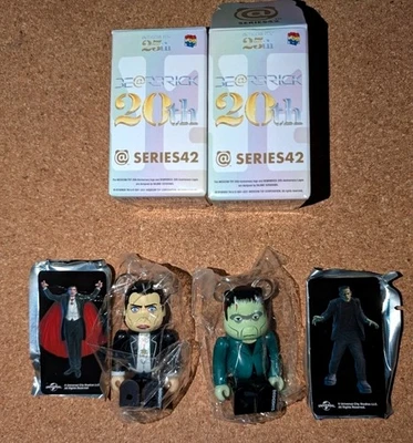 Medicom Toy BEARBRICK 42 Horror Set Frankenstein and Dracula Used - Image 1 of 2