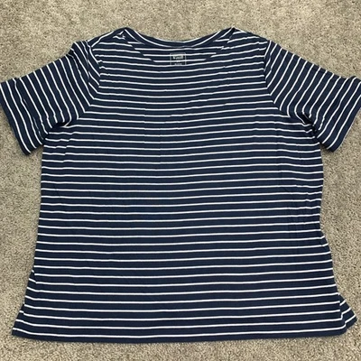 Top tejido Hasting & Smith para mujer talla grande 1X manga corta azul blanco rayas Foto 1 de 4