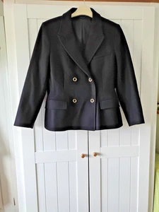 Jigsaw Black Wool Cashmere Gold Button Size 12 New Lined Jacket Blazer - Picture 1 of 4