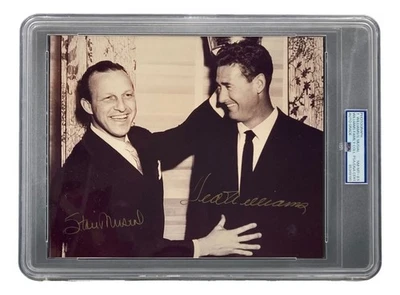 Ted Williams Stan Musial Signed Slabbed 8x10 Photo PSA NM-MT 8.5 - Image 1 of 2