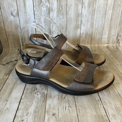 SAS Womens NUDU Dusk Copper Pewter Metallic Leather Slingback Sandals Sz  9 WW - Image 1 of 4