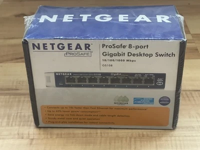 Netgear ProSafe GS108 8-port Gigabit Metal Desktop Switch. BNIB Sealed. New - Image 1 of 4