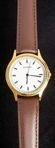 Sekonda weißes Zifferblatt vergoldet Herren Quarzuhr -- funktioniert, Ø37mm Gehäuse - Bild 1 von 2