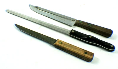 Hoja dentada CUTCO 1724 KW 9-3/4", Old Hickory Ontario 6", y Super Slicer 8" Foto 1 de 4