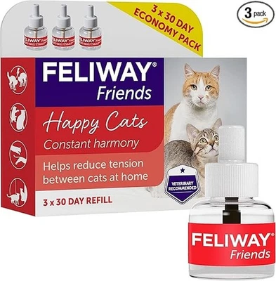 FELIWAY Friends Cat Calming Refills 3-Pack | 3×30 Day, 48ml Each | Stress Relief