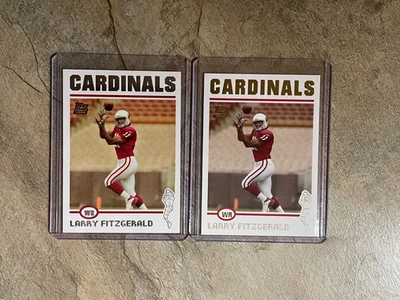 Fútbol americano Topps 2004 Larry Fitzgerald novato (x2) 1 lámina de oro + 1 base Foto 1 de 2