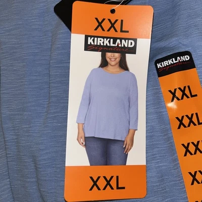 Kirkland подпись женщин 3/4 рукав лодочкой Slub футболка, синий, размер XXL Ğğ - Изображение 1 из 3