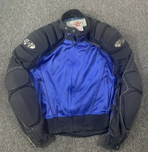 Joe Rocket Racing Motorcycle Jacket Size Small Black Blue Padded Protection - Picture 1 of 13