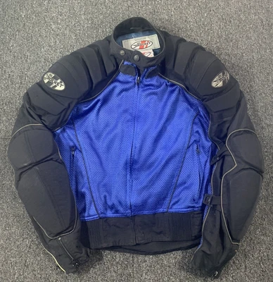 Joe Rocket Racing Motorcycle Jacket Size Small Black Blue Padded Protection - Image 1 of 4
