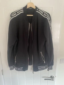 Balmain - Logo-Jacquard Loopback Cotton-Jersey Double Zip Jacket- Men - Black L - Picture 1 of 5