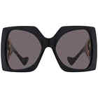 Gucci GG1255S-001 64 Women's Wrap Sunglasses - Black/Gray