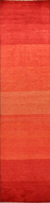 Modern Gabbeh Oriental 12 ft Runner Rug Wool Hand-made Hallway Carpet 3x12 - Image 1 of 4