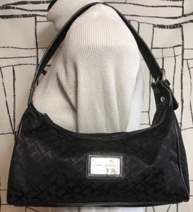 Tommy Hilfiger Women's Black Signature Hobo Shoulder Handbag - Picture 1 of 9