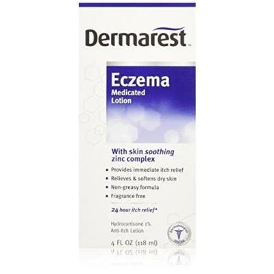 Pacote com 2 loções medicadas Dermarest eczema, hidrocortisona alívio da coceira 1% 4 oz cada - Imagem 1 de 4