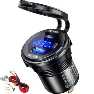 Thlevel 12V / 24V Prise de Chargeur de Voiture 18W QC3.0 USB et 45W PD Type C... - Photo 1 sur 7