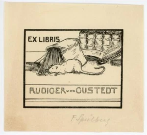 F. Spielberg - Exlibris von Rüdiger v. Gustedt - Holzschnitt - o.J. - Imagen 1 de 1