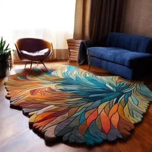Irregular Shape Hand Tufted Colorful Rug For Home Decor, Living Room Bedroom Rug - Picture 1 of 8