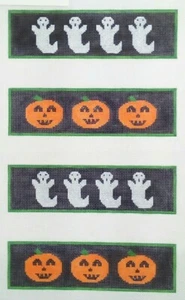 Whimsy & Grace needlepoint HP hand paint canvas 4 HALLOWEEN NAPKIN RINGS 18m - Picture 1 of 6