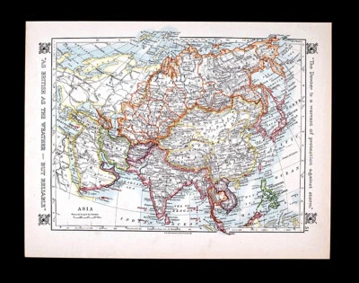 1921 Johnston Map Asia Japan India China Korea Philippines Hong Kong Tibet Nepal - Image 1 of 2