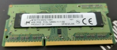 Micron MT8KTF51264HZ 4GB 1Rx8 SODIMM PC3L-12800S-11-11-B2 DDR3 Laptop Memory - Image 1 of 2
