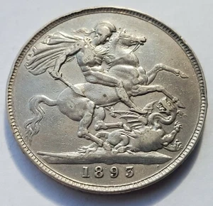 1893 EF Victoria Jubilee Head LXI Crown Silver Coin - Picture 1 of 5