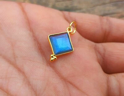 Labradorite 18K solid Gold Handmade Charm for Necklace or Bracelet C0136 - Image 1 of 4