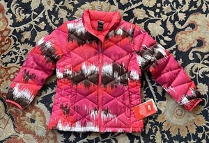 New The North Face Girls' XL 18 550 Fill Pink Brown White Down Jacket - Picture 1 of 5