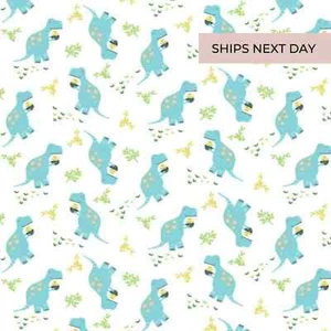 Dinos Flannel Fabric / 100% Cotton / Nursery Fabric  Children's sold by the yard - Picture 1 of 4