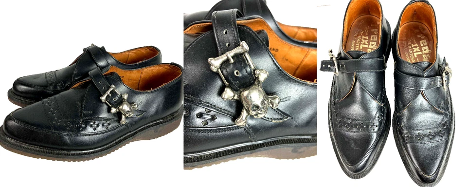 RARO 80s Reino Unido 4.5 EE. UU. 6.5 M Mujer Doc Martens para IXL Calavera Hebilla Punta Mocasines Foto 1 de 4