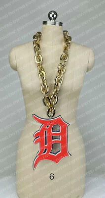 New MLB DETROIT TIGERS GOLD Jumbo Big Fan Chain Necklace Foam MI USA - Image 1 of 3