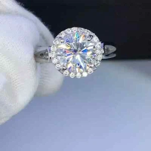 2.00Ct Round Cut Lab-Created Diamond Engagement Ring 14k White Gold Plated - Picture 1 of 4